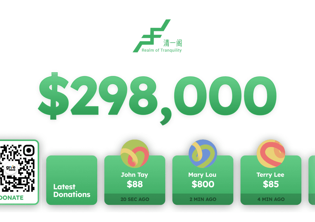 Fundraising event page with goals and engagement